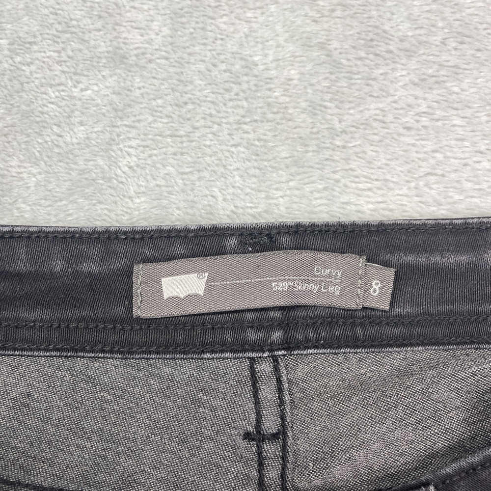 Levi's 529 Jeans Womens‎ 8 (29x32) Black Denim Curvy Grunge Americana Skinny Leg - Picture 7 of 11
